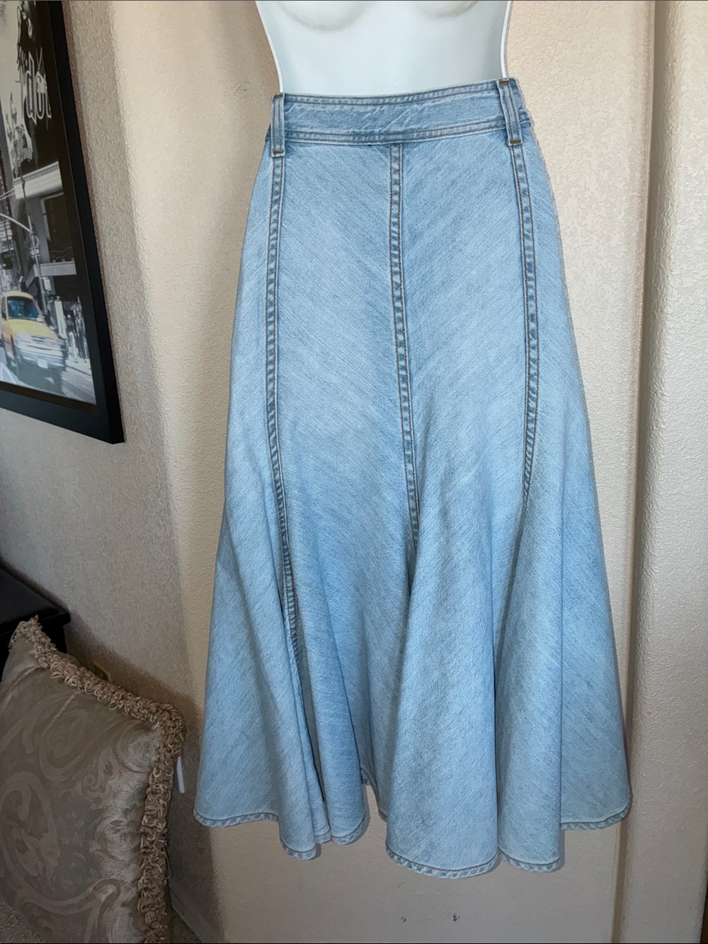 For Joseph Denim Skirt, Women's 6, blue, Light wash, flared, bias cut panels EUC - Picture 4 of 14